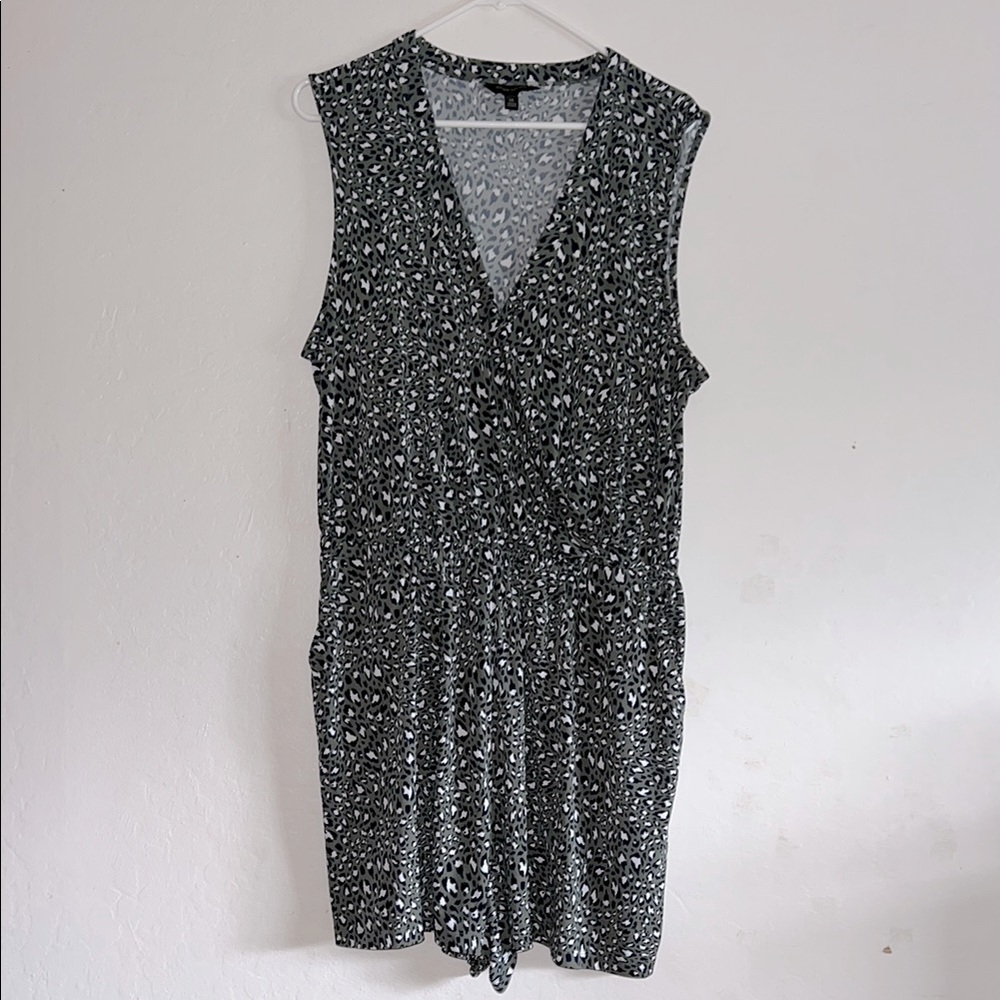 Banana Republic Knit Romper - olive green leopard print